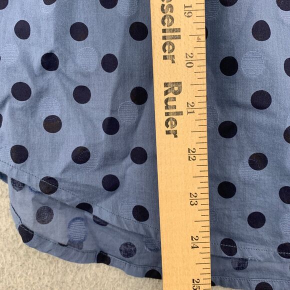 J.CREW Popover Shirt Womens Size 2 Polka Dot Jacquard Blue Sheer Career - Picture 8 of 16